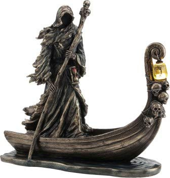Caron, mitologia greca Corriere dei morti con lanterna decorativa (statua in bronzo pressofuso freddo, 25 cm