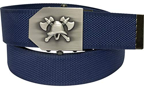 Feuerwehr-Gürtel mit Emblem und Flaschenöffner in der Gürtel-Schnalle | Feuerwehr-Edition blau Signet | universal verstellbar 150cm | Männer Herren Frauen Damen Kinder | Einsatz Koppel |
