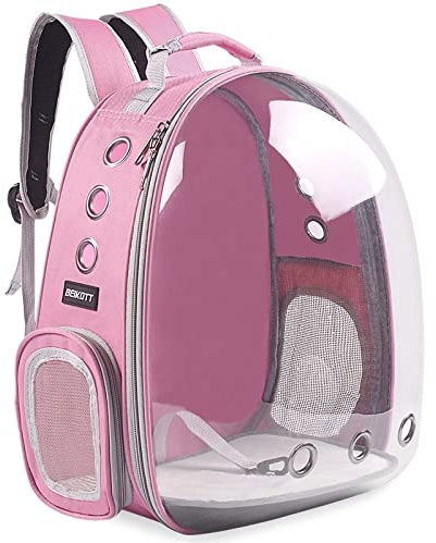 BEIKOTT Sac à Dos de Transport pour Chat, Chien, Sac à Dos à Bulles pour Petits Chats, Chiots, Lapins, approuvé par Les compagnies aériennes, Sac à Dos à Capsule Transparente ventilé pour Voyage,