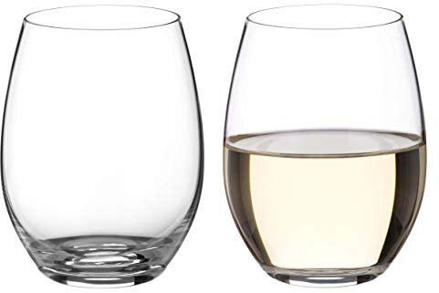 DIAMANTE Stemless Wine Glasses Pair ‘Moda’, stemless Gin Glass – Undecorated Crystal White Wine Glasses with No Stem – Box of 2