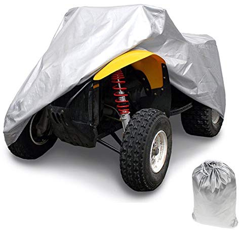 Couverture pour Moto ATV Housse/Bâche Protection pour Moto Quad ATV 190T Extérieure Etanche Anti -UV,Argent,XL