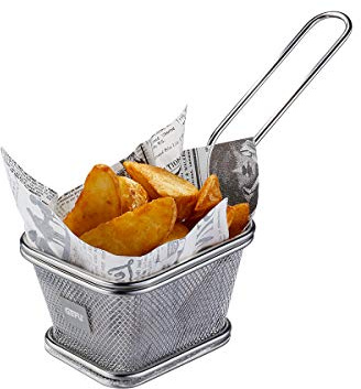GEFU Mini-Servierkorb BBQ klein – Edelstahlkorb zum stilvollen Servieren von Pommes, Nuggets & Gemüse | Für Tisch & Grill | Spülmaschinengeeignet