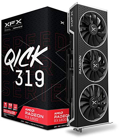 XFX Speedster QICK319 AMD Radeon RX 6800 Black Gaming Graphics Card with 16GB GDDR6 HDMI 3xDP RX-68XLALBD9