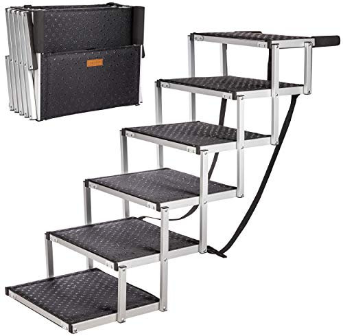 ONVAYA® Hundetreppe faltbar | Hunderampe Einstieghilfe für Autos oder hohe Betten | klappbare Haustiertreppe | stabile Hundeleiter | praktisch & leicht | für bis zu 60 kg (6 Stufen)