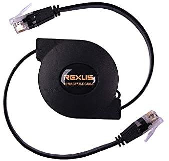 REXUS Retractable Cat 6 Flat Ethernet Network Cable 3.3 FT,10 Gigabit High Speed LAN Wires Internet Patch Cable with RJ45 Connector for Xbox,PS4,Router, Modem,Gaming(C6R10)