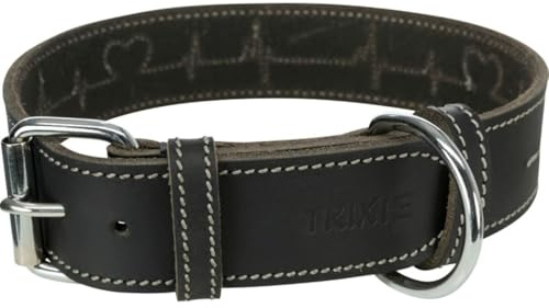 TRIXIE Rustic Leder-Hundehalsband Gr. L, 48–56 cm/30 mm – schwarz