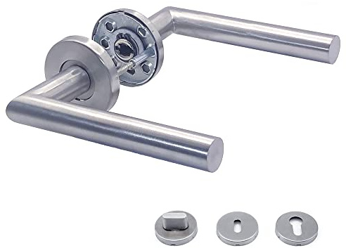 Türgriffe APECS Drückergarnitur zimmertüren INOX Türklinke für Haustür und Innentüren Türbeschlag rund Rosettengarnitur edelstahl matt Drückergarnitur WC | PZ | BB Modell H-0204