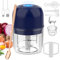 BlumWay 2 in 1 Elektrischer Knoblauchzerkleinerer, Mini-Zerkleinerer mit Eierschlägel, Lebensmittelzerkleinerer Fleischwolf, tragbarer Zwiebelschneider für Gemüse, Obst, Knoblauch, 250+250 ml (Blau)