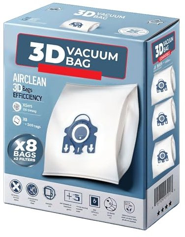 5-Star GN 3D Vacuum Cleaner Bags Compatible Replacement for Miele Classic C1, Complete C1, Complete C2, Complete C3, S227/S240, S270,S400,S2,S5,S8 Series Canister PS03 (16 Dust Bags + 4 Set Filters)