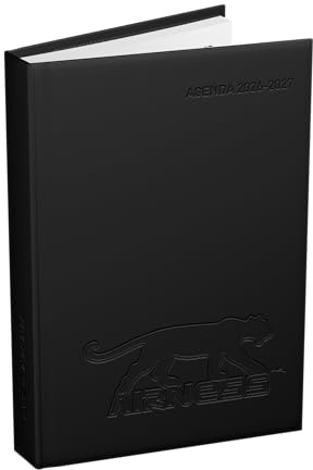 Schülerkalender AIRNESS Fuse 2023 – 2024, Tagesformat, 12 x 17 cm, fester Einband, wattiert, Schwarz