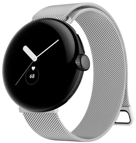 Tobfit Armband für Google Pixel Uhr, Edelstahl Magnetnetz Metall Ersatzband kompatibel mit Google Pixel Uhr, Metall