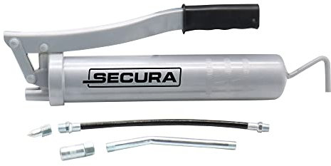 SECURA Pompe à graisse Pompe à graisse manuelle Levier manuel Presse 3 pièces 400g de graisse Tube de pression Tuyau flexible