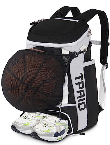 KINGSLONG Basketball Rucksack Fußballrucksack Große Kapazität Softball Tasche mit Schuhfach und Zaunhaken, leichte Fußball Volleyball Softball Ausrüstung für Schläger, Helme, Hüte, Schuhe/Schwarz