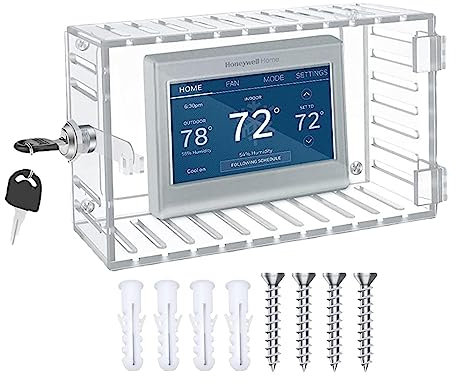 PW TOOLS Confezione da 1/2 Scatola di Blocco Termostato con Chiave, Coperchio Termostato Universale con Serratura, Protezione Termostato Grande Trasparente per Termostato Parete 7,87 X 4,72 X 2,24