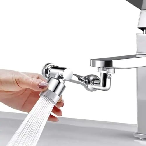 WIRSHO 1440° Wasserhahn Aufsatz, M20 M22 M24, Drehbarer Wasserhahn Verlängerung mit 2 Wasserauslass Modi, Verlängerungshahn Perlator für Wasserhähne, Wasserhahn Strahlregler für Küche, Bad