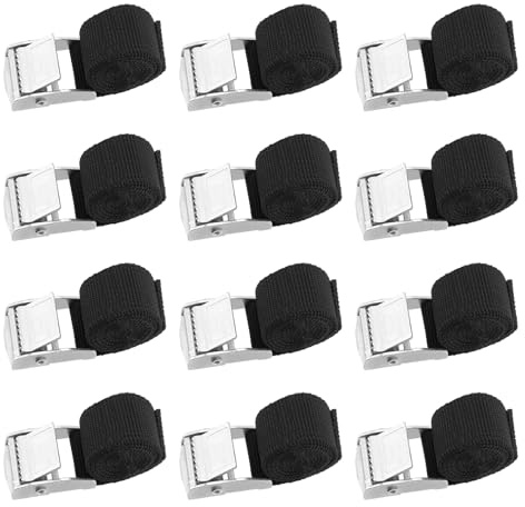 YIXNSW Lot de 12 Sangles d'Arrimage Courtes avec Boucle de Serrage - 40 cm x 2 cm - Noir - pour Vélo, Moto, Voiture, Bagages, Camping, Transport