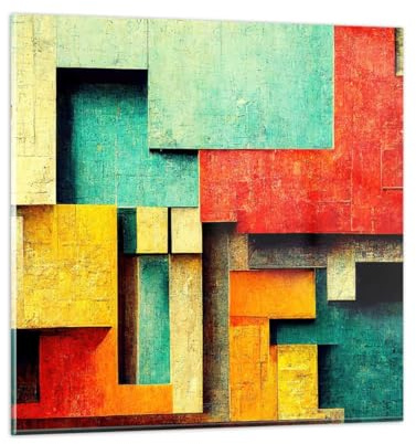 ARTTOR Glasbild 40x40cm Wandbild Glasdruck 3D Abstrakt - 5608 | Hallo Geometrisch Klein Modern Dekoration Wohnzimmer Schlafzimmer Küche Wanddeko Kunstdruck Art Wall Decor ARTTOR