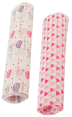Zerodeko Lot De 100 Feuilles De Papier Sulfurisé Huilé Pour Alimentaire Pour La Maison Le Restaurant Motif Macaron/cœur 50 Pièces Chacune