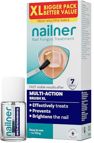 Nailner 2-in-1 Fungal Nail Treatment Brush 14 ml - Treat, Brighten & Prevent Fungal Nail Infection -XL Pack- Healthier and Brighter Looking Nails after 7 Days