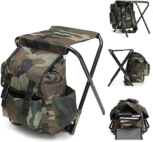Yintrinsic Sgabello Da Pesca Pieghevole Sedia Da Campeggio Con Zaino Impermeabile Zaino Portatile Con Sedile 100kg Carico Massimo Per L'Escursionismo Pesca Picnic Travel