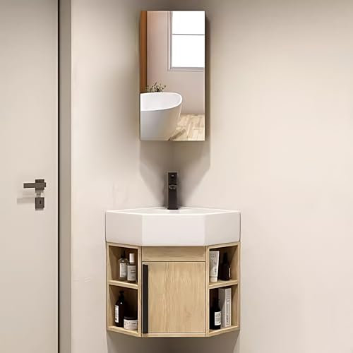 LLZJDDPLY Eckwaschbecken mit Unterschrank, Wandmontiertes Keramikwaschbecken, Badezimmer Badmöbel Set, Badmöbel-Set, Gäste Wc Klein (Size : 45cm/17.7in)