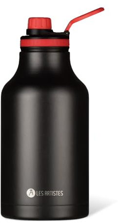 LES ARTISTES Paris A-2344 Bottle'Up 2.0, 2 litres, Gourde isotherme sans BPA, Réutilisable, Garde au chaud 12h et au froid 24h, Acier Inoxydable, Design Black