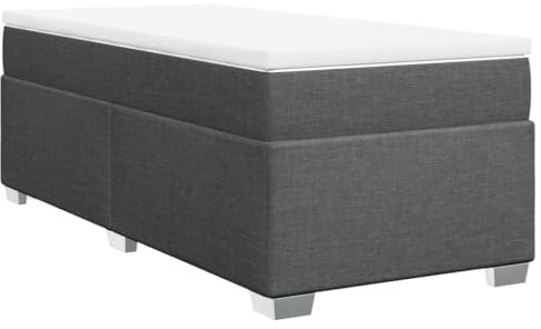 vidaXL Boxspringbett mit Matratze Dunkelgrau 100x200 cm Stoff
