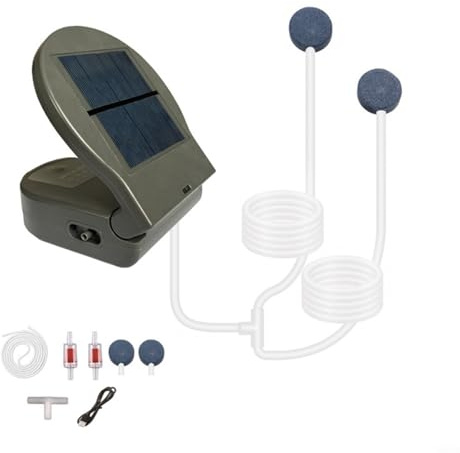 FUBESK Solar Oxygenator Luftpumpe für Teich, 3 Arbeitsmodi Flip Pond Oxygenator, Solarbetriebene Sauerstoffpumpe für Garten, Aquarium, Fischtank Oxygenator Kit