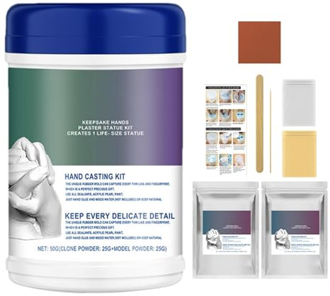 Kit di stampaggio a mano per coppie - Kit di stampaggio statua di gesso, kit di a mano souvenir per mani del bambino, polvere di stampaggio alginato sicura, sculture