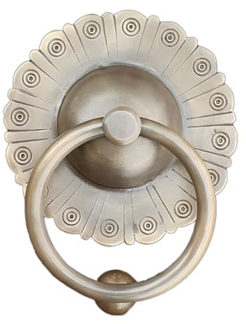 Türklopfer aus antikem Messing mit Gravur, wetterfestes Design für Haustür-Dekoration (19,2 cm)