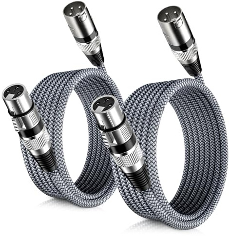 Elebase Mikrofon XLR Kabel 1M 2Pack,3-Polig Mikrofonkabel Stecker zu Buchse | Symmetrische Abgeschirmte Mic Kabel für Verstärker,Aufnahmestudio,Mischpult,Aktivlautsprecher,Podcast,Bühne,PA-Anlage,Karaoke