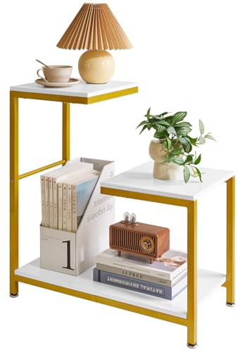 Aibiju G-Shaped Side Table, Sofa Side Table Corner End Tables for Living Room, Couch, Bedroom, Balcony Flower Stand, White YD-TM053W