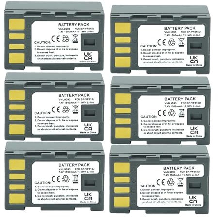 Lithium Battery 1Pc BN-VF815 BN-VF815U BN VF815 Battery ，Compatible For JVC， GZ-HD3, HD5, HD6, HD7, HD10, HD30, Everio GC-PX10 PX100 D720US D720EK(6 PCS)