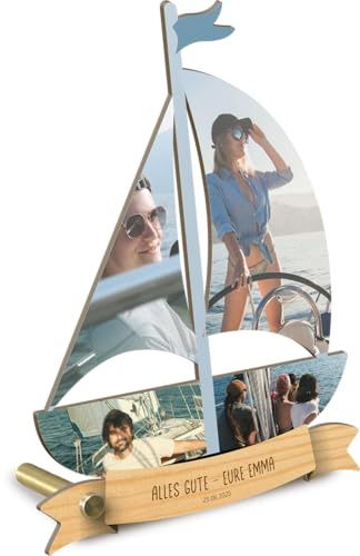 Generisch Segelboot Geschenk personalisiert - Foto Geschenk Holzbild opt. mit Sockel - Segeln Geschenke, Maritime Deko, Segelyacht, Segelboot Geschenke, Geschenkidee für Segler und Bootsfahrer