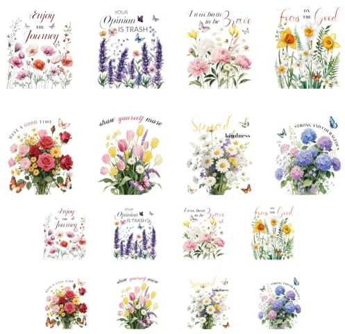 ANATTASOUL 16Pcs Blumen & Schmetterlinge Bügelbilder Für Textilien Kleidung | 6.5 x 8 CM/18 x 22 CM Schnell & Einfach Bügelbild DIY Sticker zum Aufbügeln Bügelbilder Erwachsene für Hosen, Hüte, Taschen