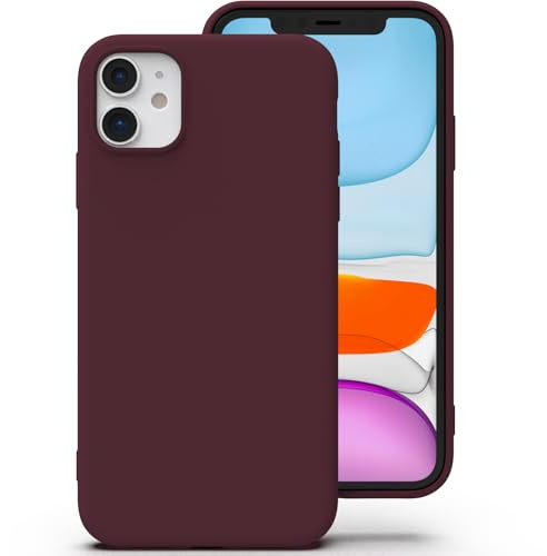 Zuvirelx Silikon Handyhülle für iPhone 11 Hülle, Weiches Griff, Dünne, Minimalistisch, Stoßfest, rutschfest, Taschenpassend - Burgunderrot