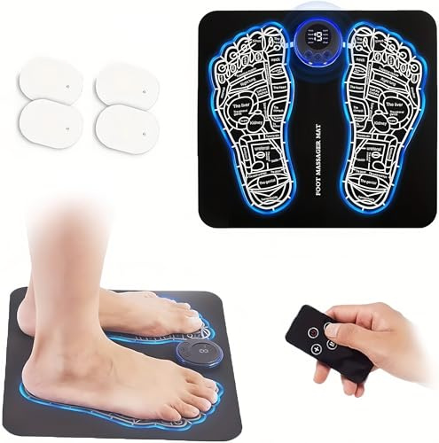 Tragbares Fußmassagegerät USB-Aufladung,Elektrisches Fußmassagegerät für die Durchblutung Muskelschmerzen Linderung,EMS Fußmassagegerät Elektrisches mit 8 Modi & 19 Einstellbare Frequenzen