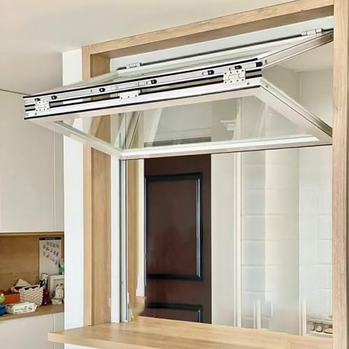 SOFACHEN Finestre Pieghevoli per concessioni, scorrevoli in Vetro per concessioni con Vetro temperato e Telaio in Lega di Alluminio, per caffetterie/panetterie, Personalizzabili(WxH 20x35in/51x89cm)