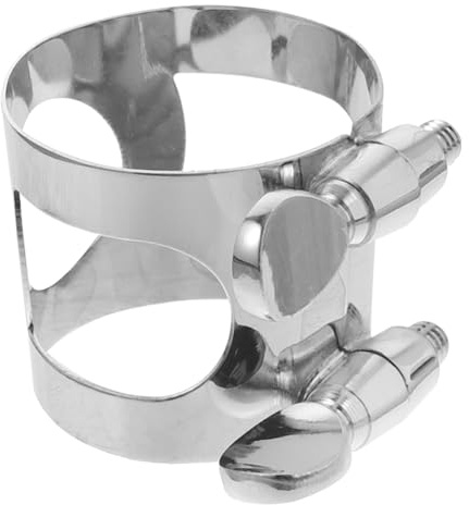 Saxophon Clip aus Metall für Altsaxophon, Silber, Dekorativ | Einfache Montage, Gratfreie Verarbeitung, Praktisches Zubehör für Mundstück und Blattklemme, Schöne Optik