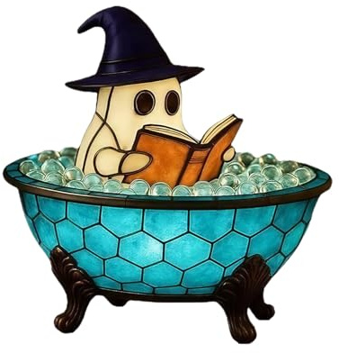 lmoikesz Schaumbadlampe mit Geistern, die Bücher lesen, sorgt für eine lustige und entspannende Atmosphäre beim Baden und bei Halloween Partys. ABS
