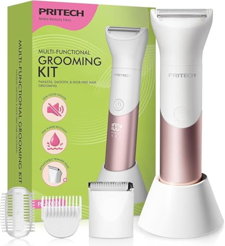 Rasierer Damen Intimbereich Elektrisch für Frauen, 2-in-1 Damenrasierer für Beine, Arme, Achseln & Bikinizone Wiederaufladbarer Ladyshaver mit Reisesperre (Weiß)