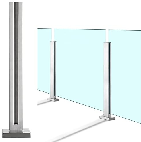 Poteau de garde-corps en verre robuste en acier inoxydable pour balustrade, idéal pour balcon, terrasse, escaliers, intérieur et extérieur