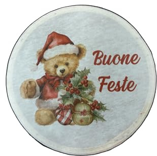 3 Tamburelli 12 cm a tema natalizio Personalizzabili con testo e/o nomi Segnatavoli segnaposto o regalo originale e personalizzato Decorazioni per la tavola a Natale