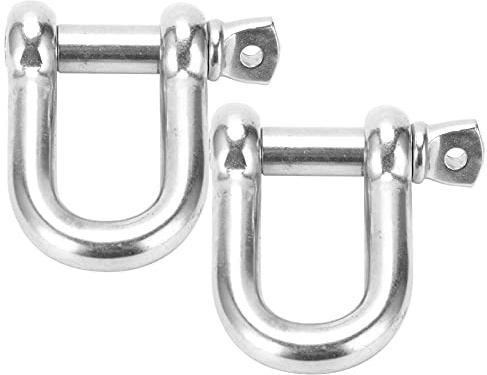 Manille Inox D - Shape M20, Lot de 2, Charge 1100kg, Acier Inoxydable 304 - Anticorrosion, Polissage Électrolytique, Levage et Fixation Fiables