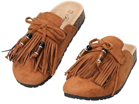 CLEIKS Ciabatte Donna Comodi per Tutte Le Stagioni Sandali in Camoscio Scarpe da Giardinaggio Versatili con Suola in Sughero (Marrone,38EU,WCT260409-13)