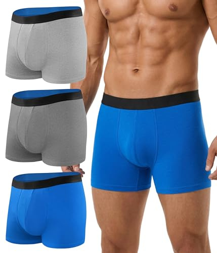 BEENIUBEE Incontinence Pants for Men 3 Pack,Washable Cotton Boxer Shorts with Absorbent Protective Pads,Reusable Leakproof Underwear,Odor Control for Going Out & Post-Surgery(Multicolor01,L)