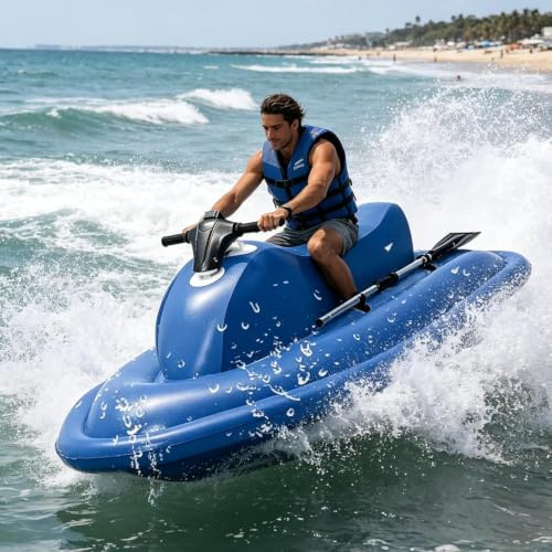 Jet-Ski mit Wasserstrahlantrieb, aufblasbares Jet-Boot, aufblasbarer Jet-Ski mit 500 W / 700 W Scooter und Paddel, 10.000 / 16.000 mAh Akku, Fernbedienung, 150 kg Tragkraft, Elektro-Motorboot 500W10Ah