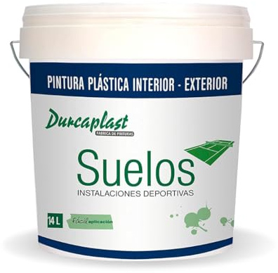 DURCAPLAST pintura de suelos para pistas deportivas, garajes y pavimentos en general de hormigón, cemento, asfalto y mortero. Color Blanco Mate, 14 Litros.