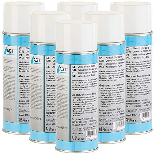AGT Abdicht-Spray: Allesdichter-Spray, weiß, 6x 400 ml (Dichtungs Spray wasserdicht, dicht-Spray Wasser, Isolierband)