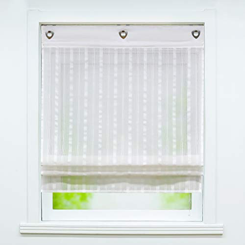 Joyswahl Voile Ösenrollo Unifarbenes Raffrollo mit schönen Längsstreifen »Ursel« Schals Fenster Gardine mit Hakenaufhängung, ohne Bohren BxH 80x140cm A016 1 Stück